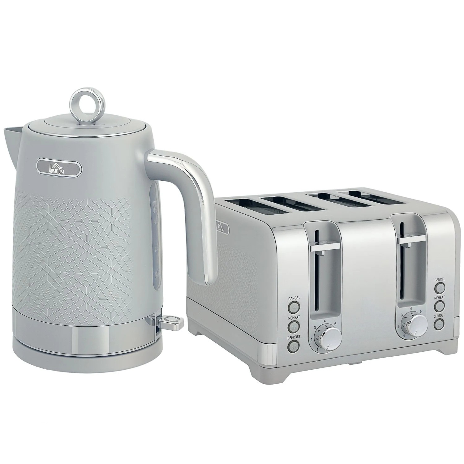 HOMCOM Wasserkocher- und Toaster-Set Kunststoff 23,6L x 16B x 27,6H cm Grau