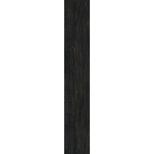 Dunkle Bodenfliese in Holzoptik, 20x120 cm, aus Feinsteinzeug für Innen- und Außenbereiche.