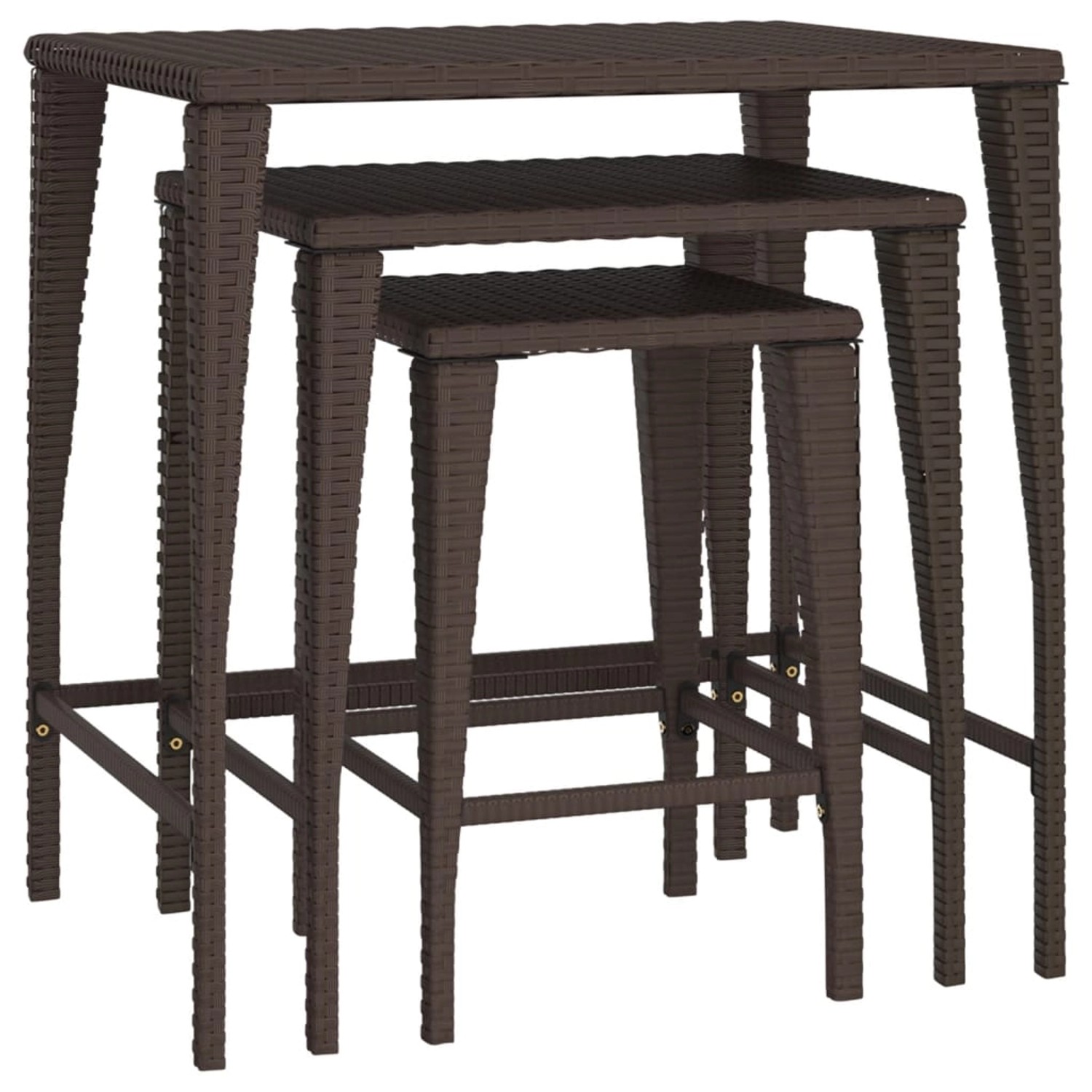 vidaXL Garten-Satztische 3 Stk Braun Poly Rattan 3324830