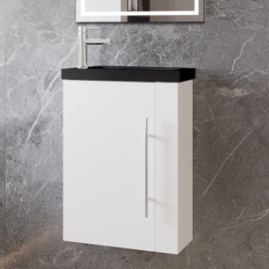 AICA Badmöbel Set SILVIA, 45 cm, mit Waschbecken, Unterschrank in Weiß matt und Softclose-Tür.