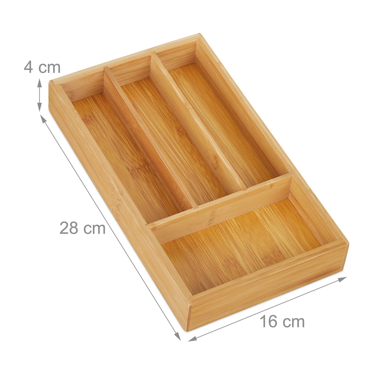 Relaxdays Schubladenorganizer Bambus Natur 4 Fächer 28 cm x 16 cm x 4 cm_4