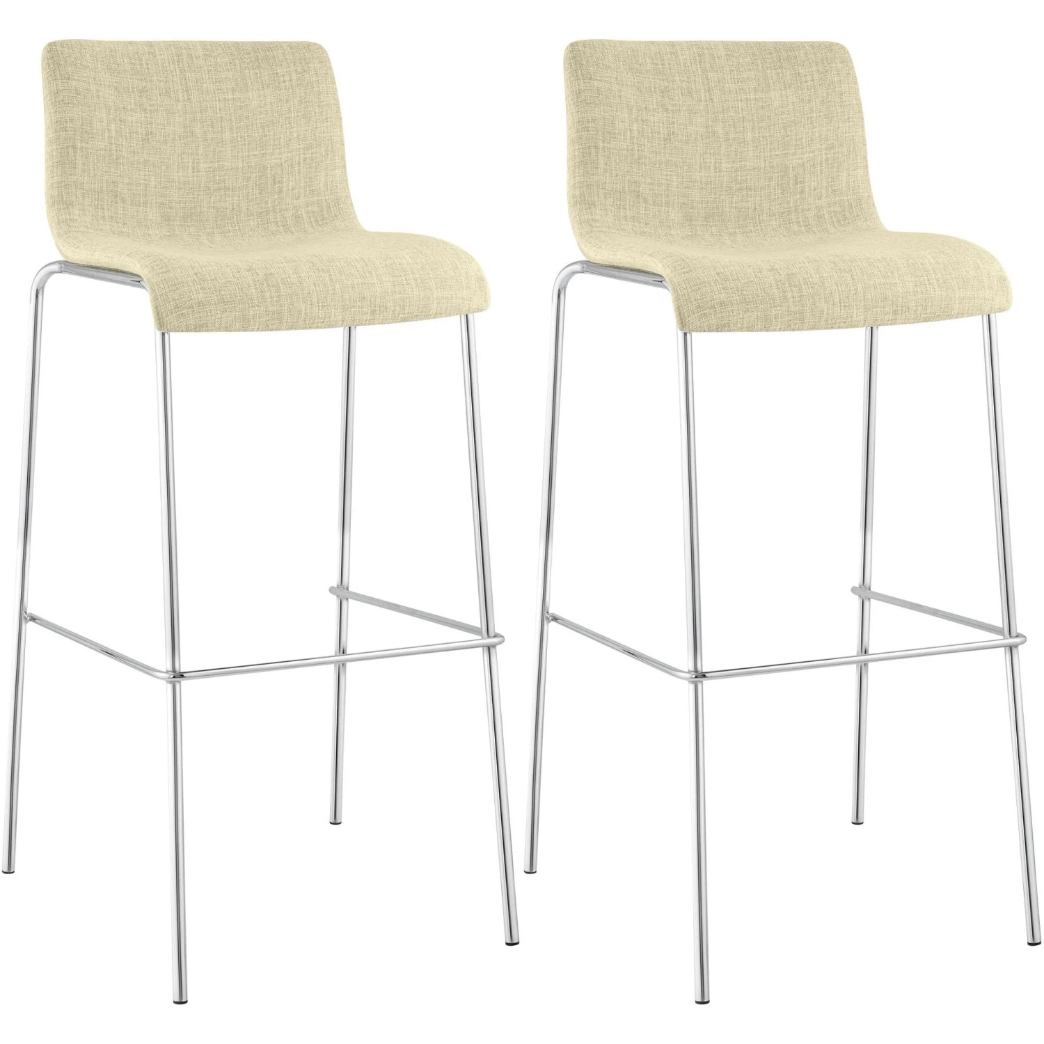CLP 2er Set Barhocker Hover Stoff Vierfußgestell Creme/Chrom
