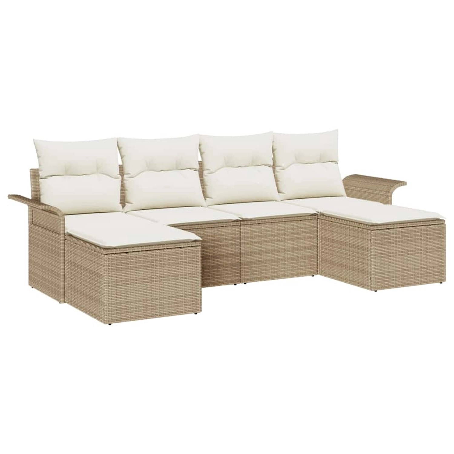 vidaXL Garten-Sofa-Set mit Kissen 6-Tlg Beige Poly Rattan 3345471 günstig online kaufen