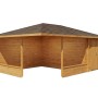 Imprägnierte 5-Eck Gartenlaube Maik-40 Natur, 600x425 cm mit Anbau und Holzdach.