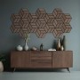 Homestyle4u Akustikpaneele in Braun, sechseckige Wandpaneele aus Holz im Wohnraum.