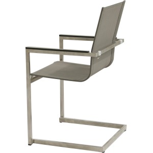Grauer Garden Pleasure Freischwinger Sienna, 4er-Set. Edelstahlgestell, HPL Armlehnen, Kunststoffgewebe Sitz.