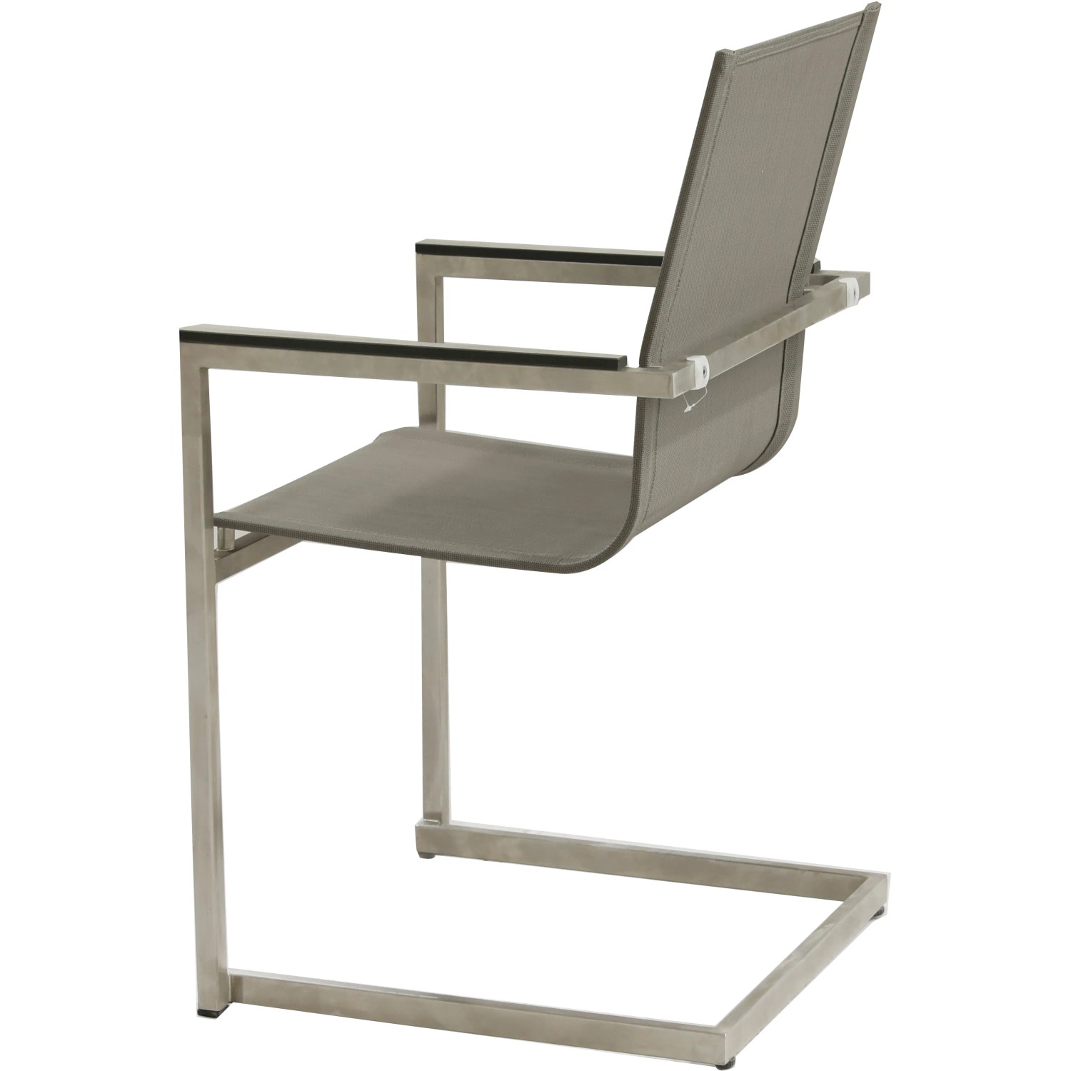 Grauer Garden Pleasure Freischwinger Sienna, 4er-Set. Edelstahlgestell, HPL Armlehnen, Kunststoffgewebe Sitz.
