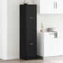 VidaXL Apothekerschrank, schwarz Eichen-Optik, hoher Wohnzimmerschrank mit zwei Türen und Griffen.