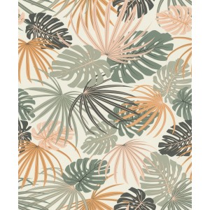 Rasch Vliestapete Salsa mit Blättern in Weiß und Grün, 10,05x0,53 m. Dekorative Tapete mit Pflanzenmuster.