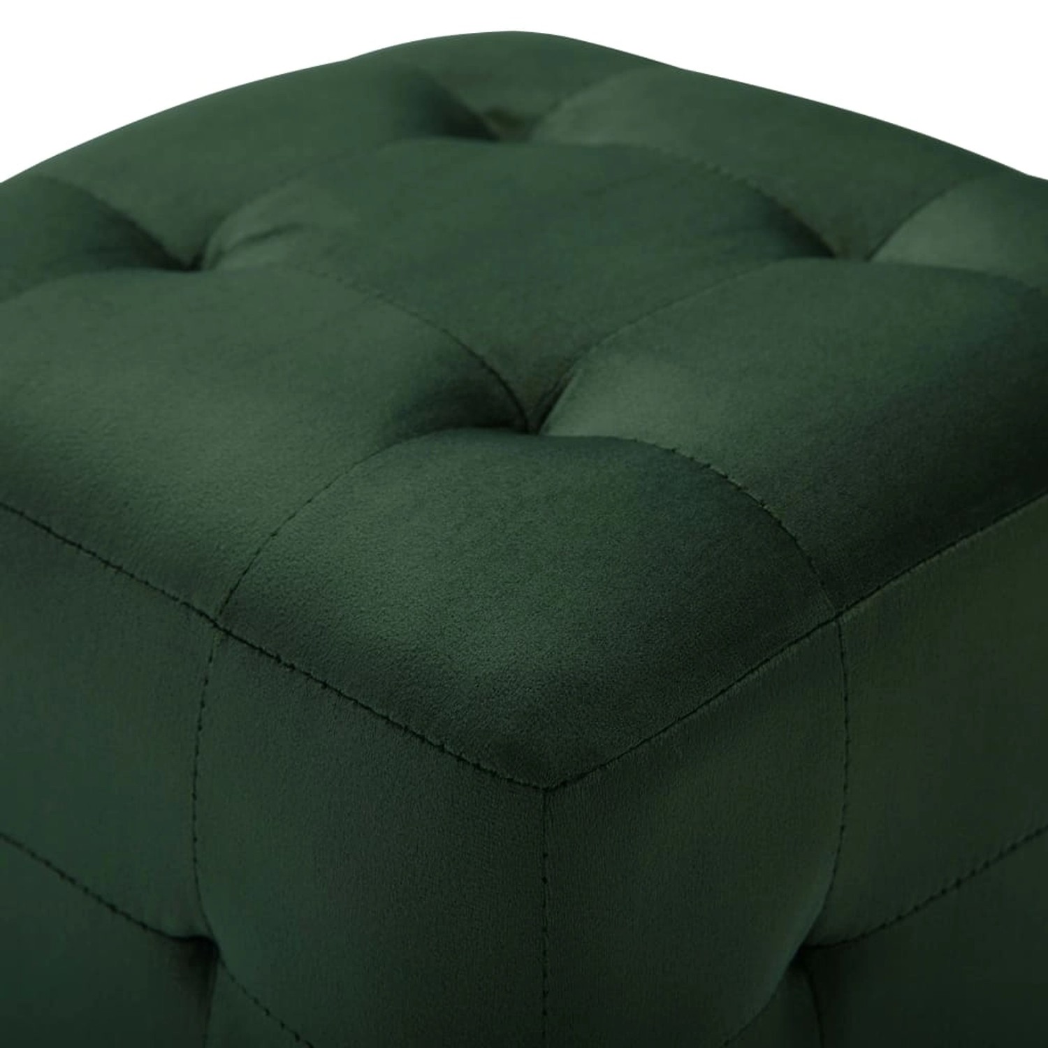 Grüner Samt Hocker (2er-Set) von vidaXL, 30x30x30 cm. Quadratischer Pouf mit Knopfheftung.