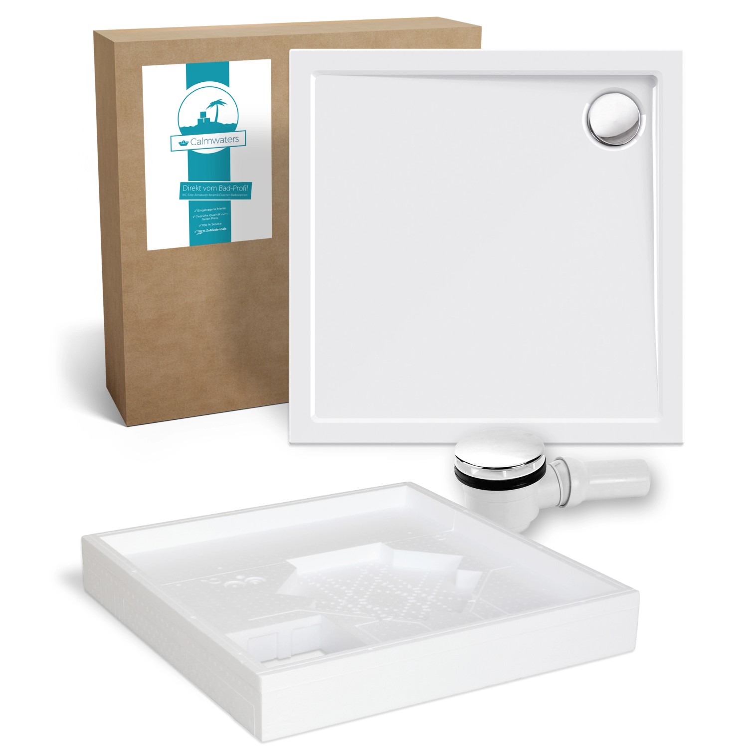 Calmwaters Duschwanne Modern Select 80x80x2,5 cm Acryl Set Wannenträger & A günstig online kaufen