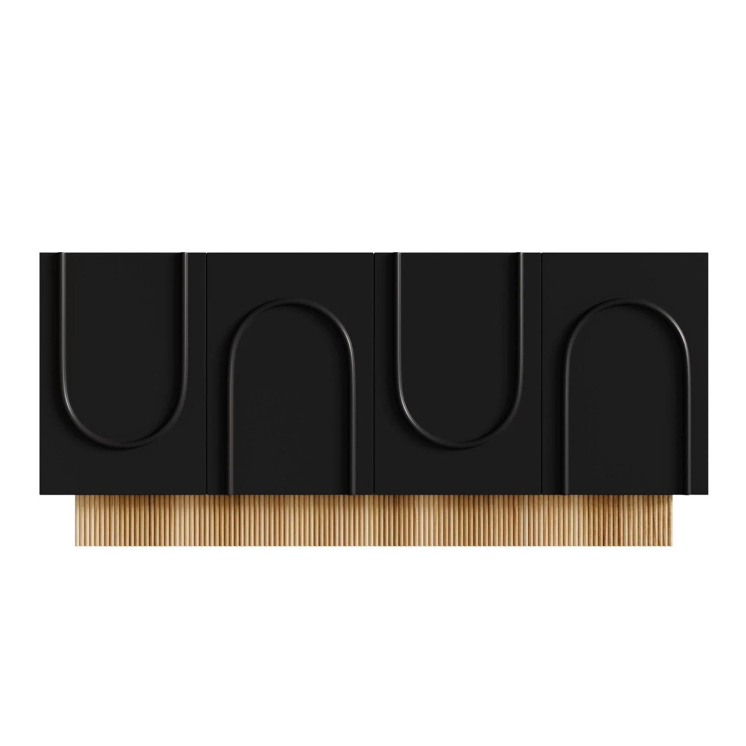 ModernLuxe Sideboard Modern mit 4 Türen Spanplatte Schwarz Natur