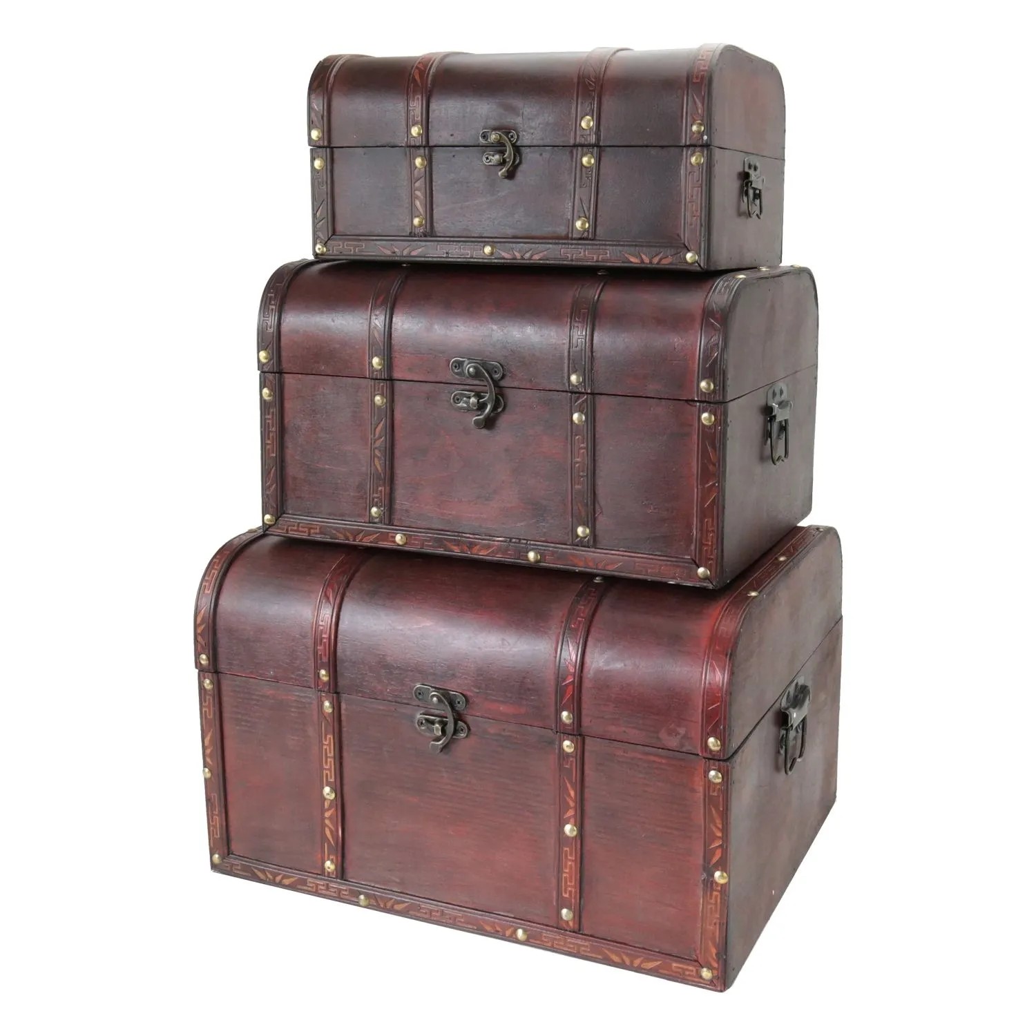 HMF 6406700 Schatztruhe Schatzkiste Holztruhe 3er Set Versch Größen Portugal