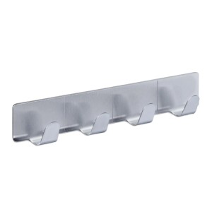 Relaxdays Hakenleiste 3er Set Edelstahl Silber Selbstklebend 16 cm x 2,5 cm x 2 cm 0,04 kg