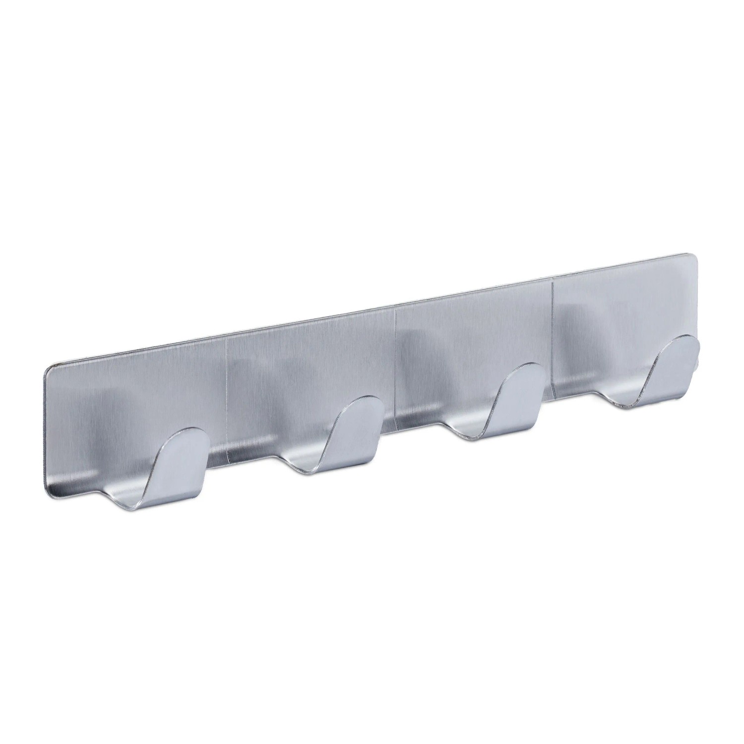 Relaxdays Hakenleiste 3er Set Edelstahl Silber Selbstklebend 16 cm x 2,5 cm x 2 cm 0,04 kg