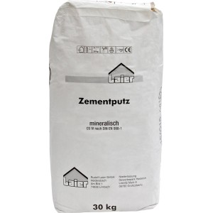 Sack Laier Zementputz PT-3, 30 kg, mineralischer Putz für Sockel, Keller und Feuchträume.