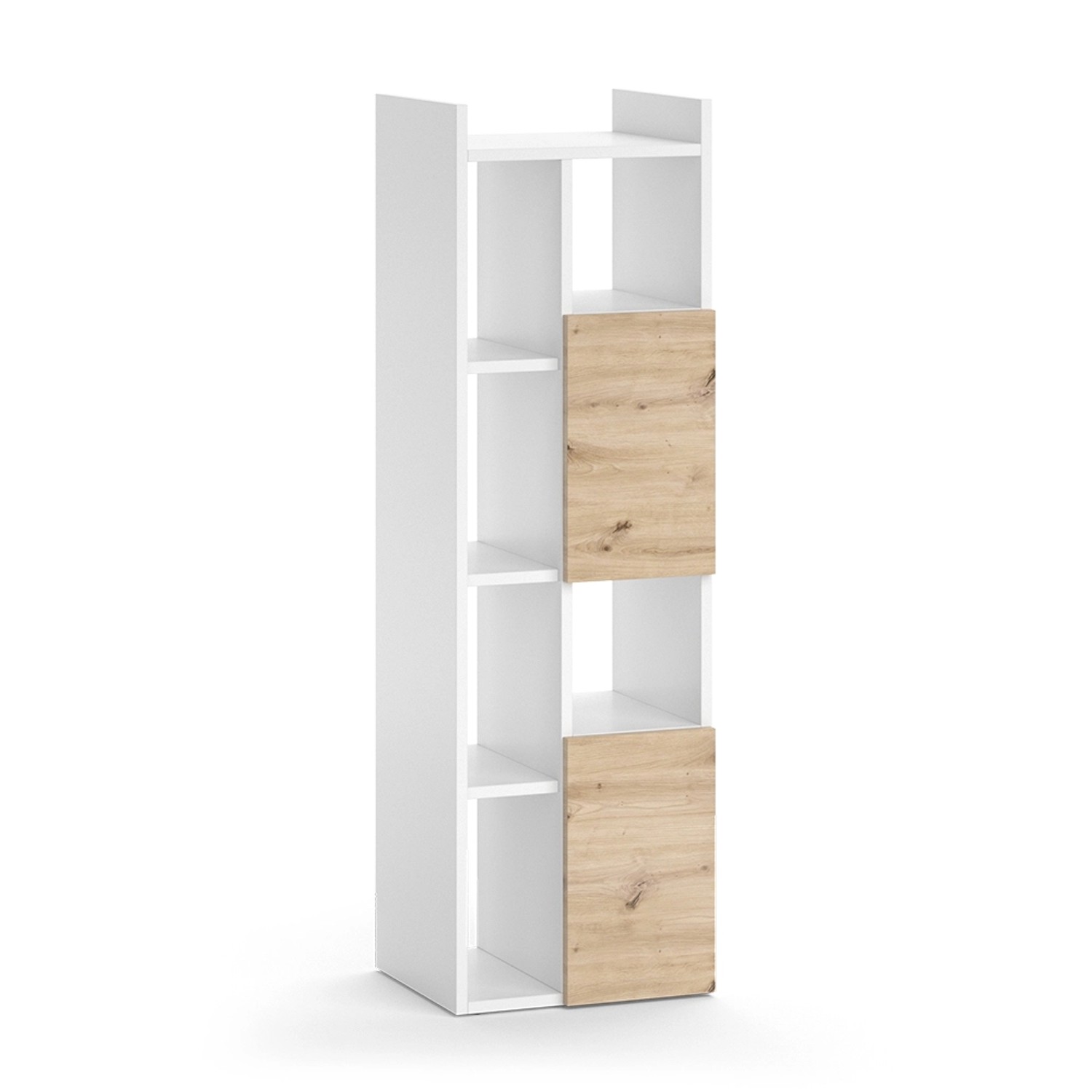 Vicco Badschrank Alf Weiß/Eiche 36 x 117 cm mit 2 Schubladen