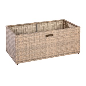 Merxx Unterschiebbox für Eckbank, naturfarbenes Kunststoffgeflecht, Stauraum für Balkonmöbel.