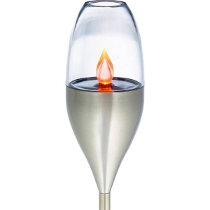 LED-Solarfackel Vagnole aus Edelstahl mit Flammeneffekt für Garten & Terrasse.