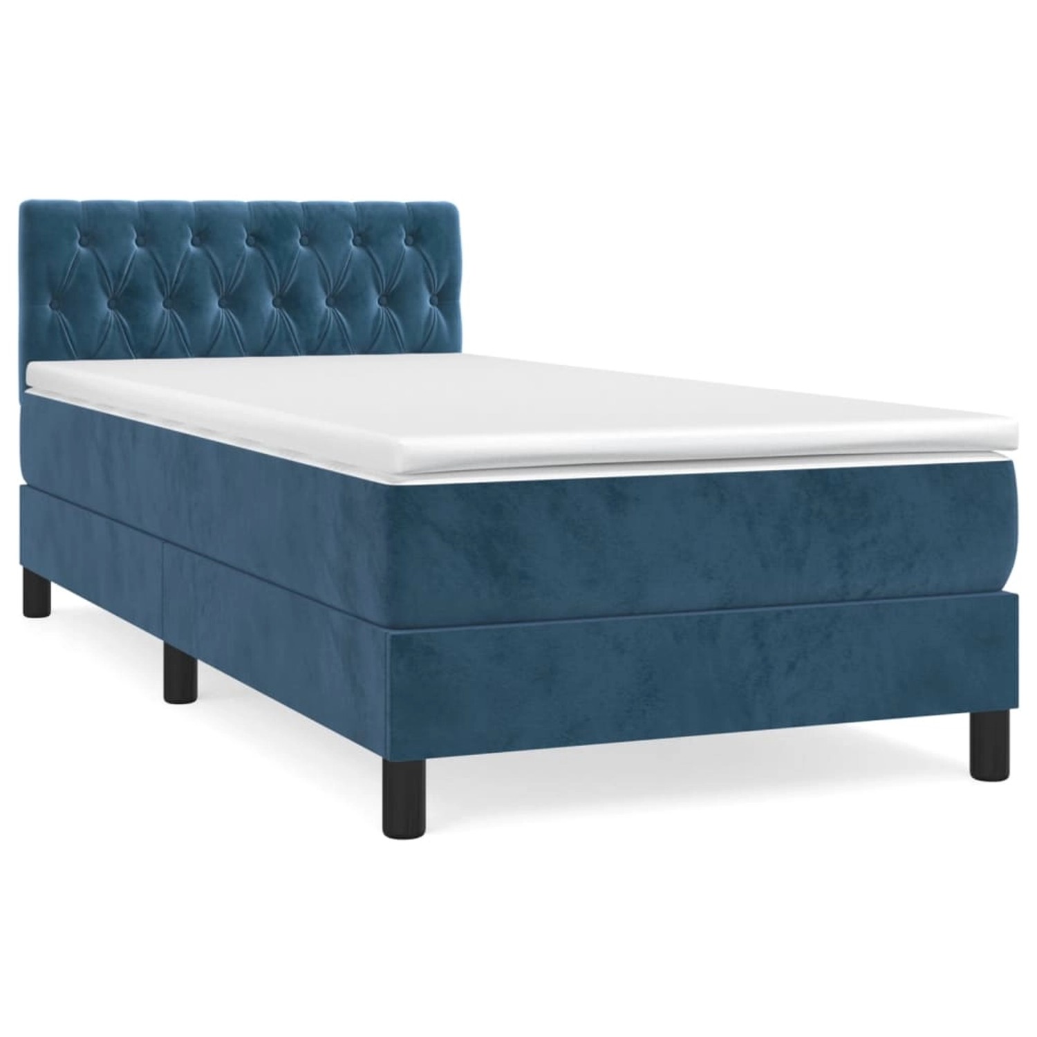 vidaXL Boxspringbett mit Matratze Dunkelblau 90x200 cm Samt 3141465 günstig online kaufen