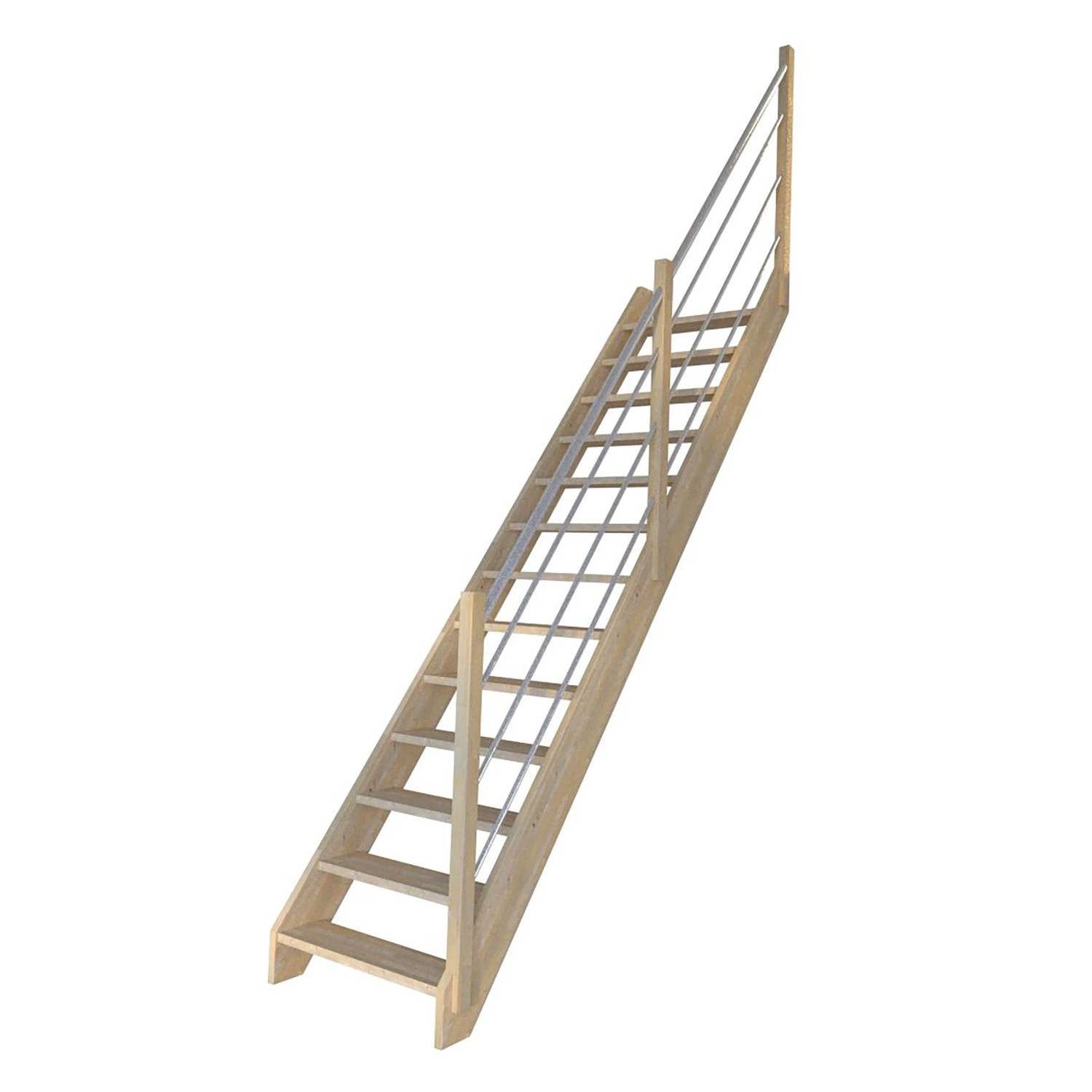 StarWood Treppe Korfu Fichte Gerade Holz-Edelstahl-Geländer Rechts günstig online kaufen