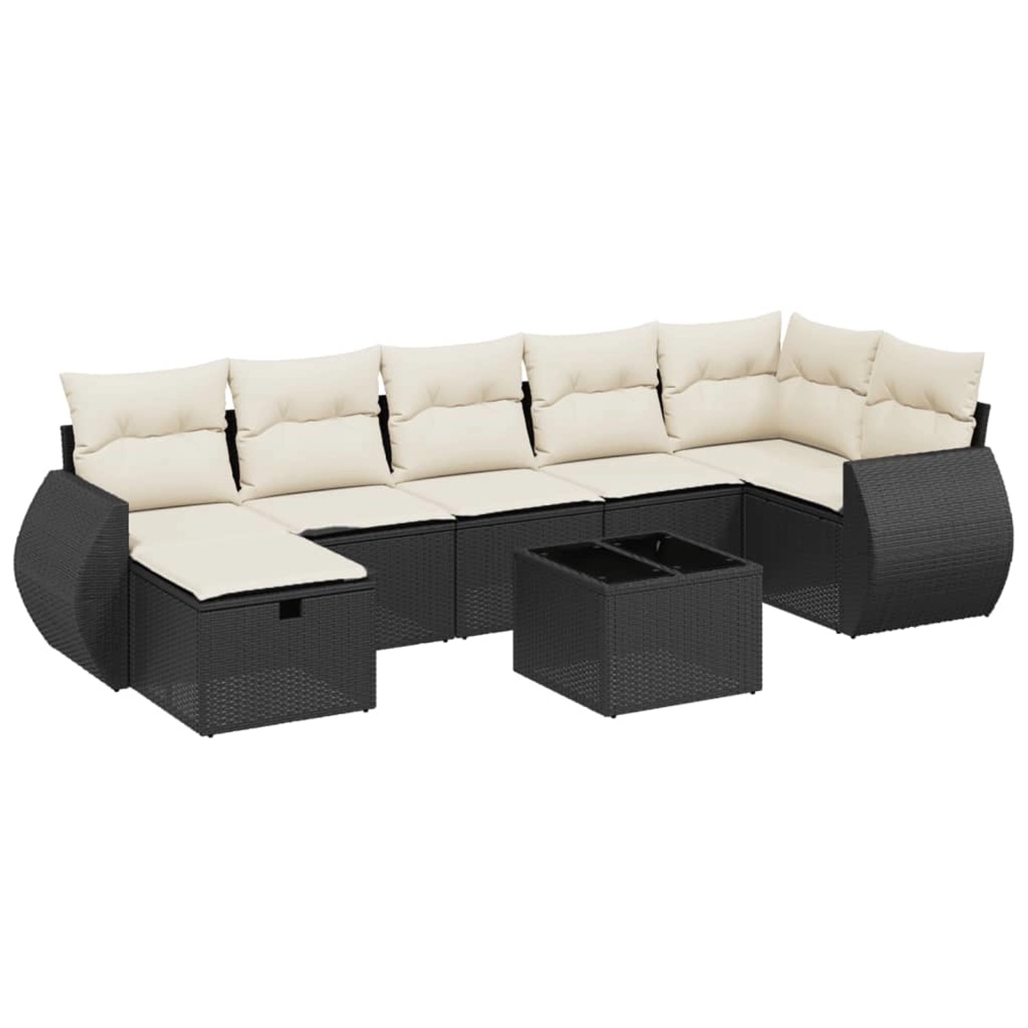vidaXL 8-Tlg Garten-Sofagarnitur mit Kissen Schwarz Poly Rattan 3264132 günstig online kaufen