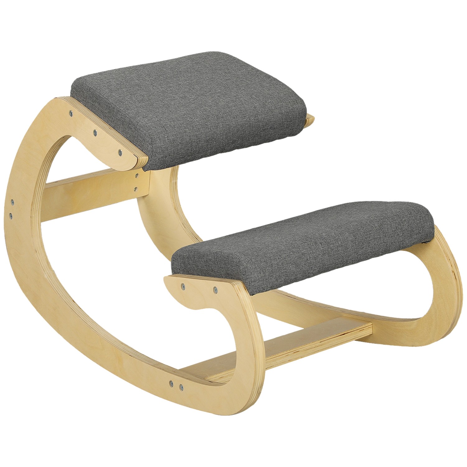 HOMCOM Kniestuhl für Homeoffice Buchenholz Grau 54,5L x 85B x 54H cm günstig online kaufen