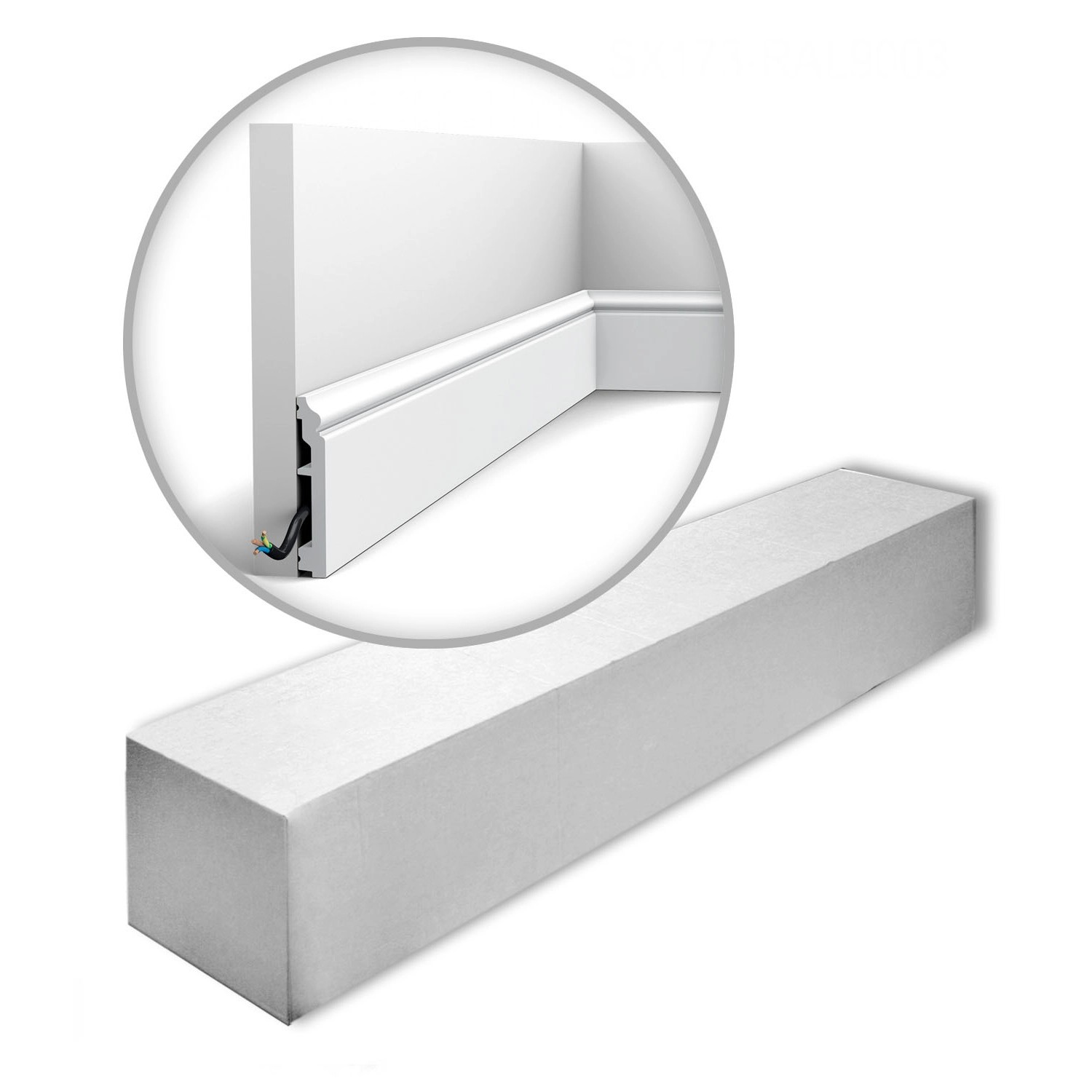 ORAC DECOR SX173-RAL9003-Box AXXENT Sockelleisten 1 Karton 20 Stuckleisten 40 m Weiß