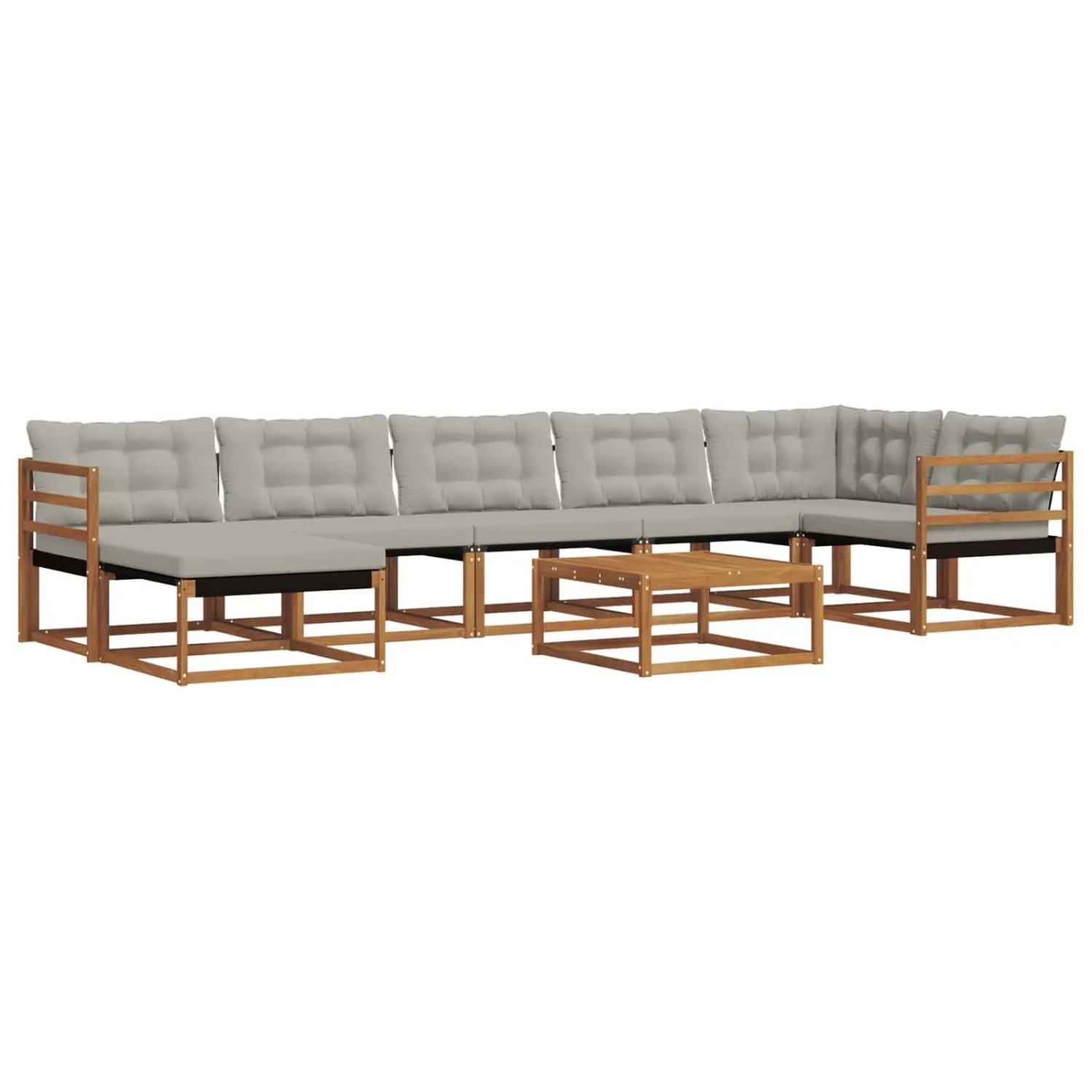 vidaXL Outdoor-Sofagarnitur mit Kissen 8-Tlg Natur und Hellgrau 3369686