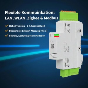 Conow 3-Phasen Stromzähler für Photovoltaik mit LAN, WLAN & Modbus. Präzise Energieüberwachung.
