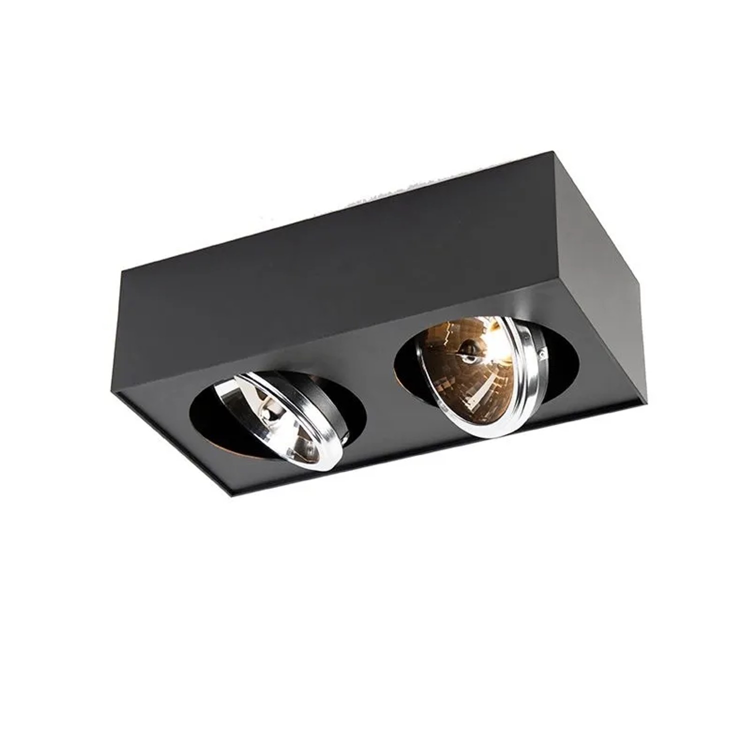 QAZQA Design Spot Schwarz Quadratisch 2 Flammig Kaya_5