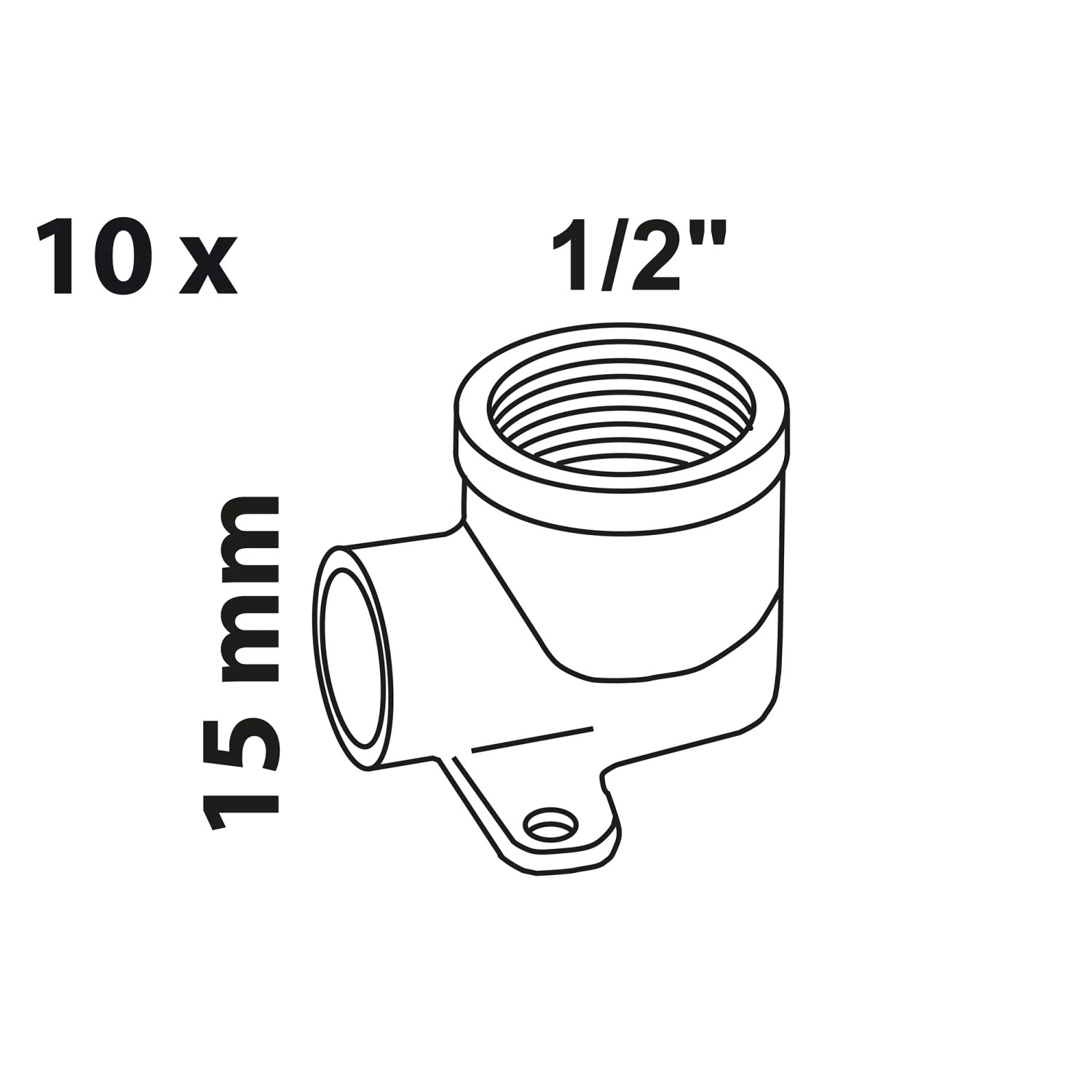 Kirchhoff Wandscheibe, 15 mm x 18,7 mm (1/2 IG), 10er-Set, blank, für Lötfittings.