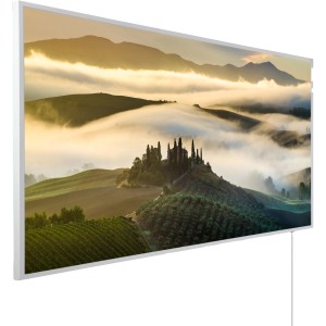 Könighaus Infrarotheizung mit Toscana-Motiv, 50x60 cm, 300W. Elektrische Heizung mit Landschaftsbild.
