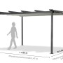 Leco Pergola, 4x3 m, lichtgrau. Pavillon mit Faltdach und Gestell aus Aluminium und Stahlrohr.