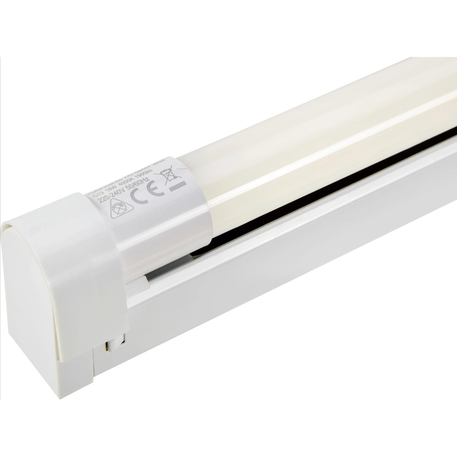 Weiße LED-Lichtleiste, 125 cm, 18 W, neutralweißes Licht für Innenräume.
