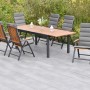 Merxx Athos 13-tlg. Gartenmöbel-Set mit Ausziehtisch und Klappsesseln mit grauen Auflagen.