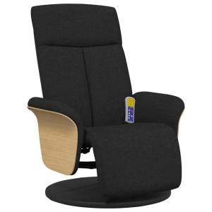 Schwarzer vidaXL Massagesessel mit Fußteil, Stoffbezug, Fernbedienung, Loungesessel für Entspannung.