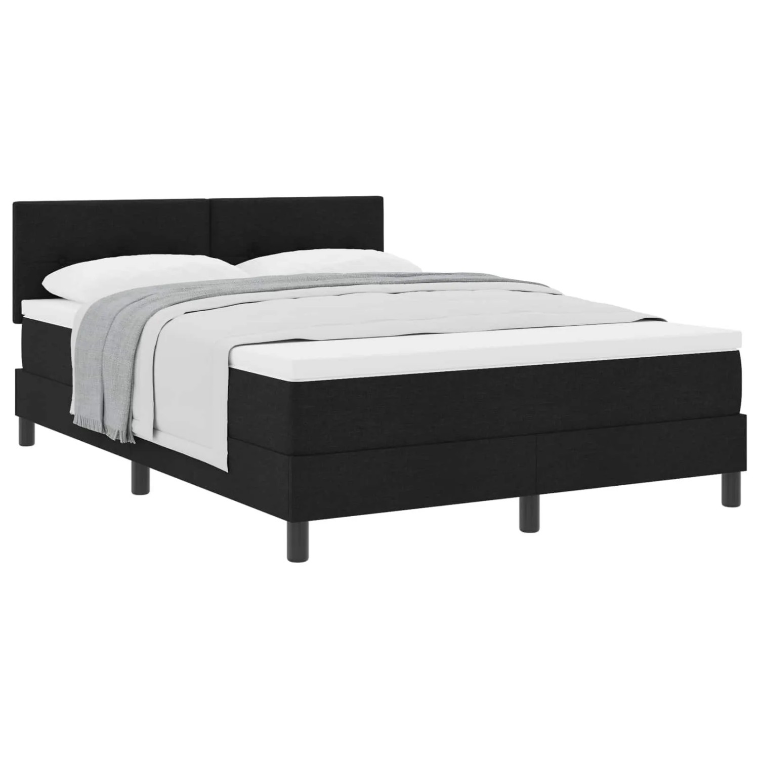 vidaXL Boxspringbett mit Matratze Schwarz 160 x 200 cm Stoff 3338701