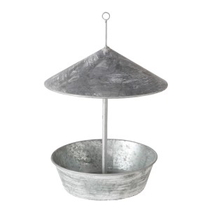 Graue Boltze Vogelfutterstation Kiki aus Metall für Gartendekoration.