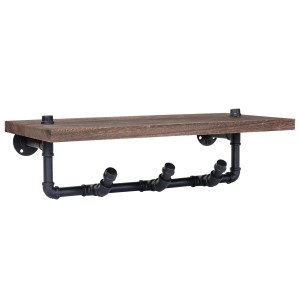 BERLINLODGE Wandgarderobe HxBxT 16x60x25cm Ablageregal Hängegarderobe Garderobenpaneel Industriedesign Braun