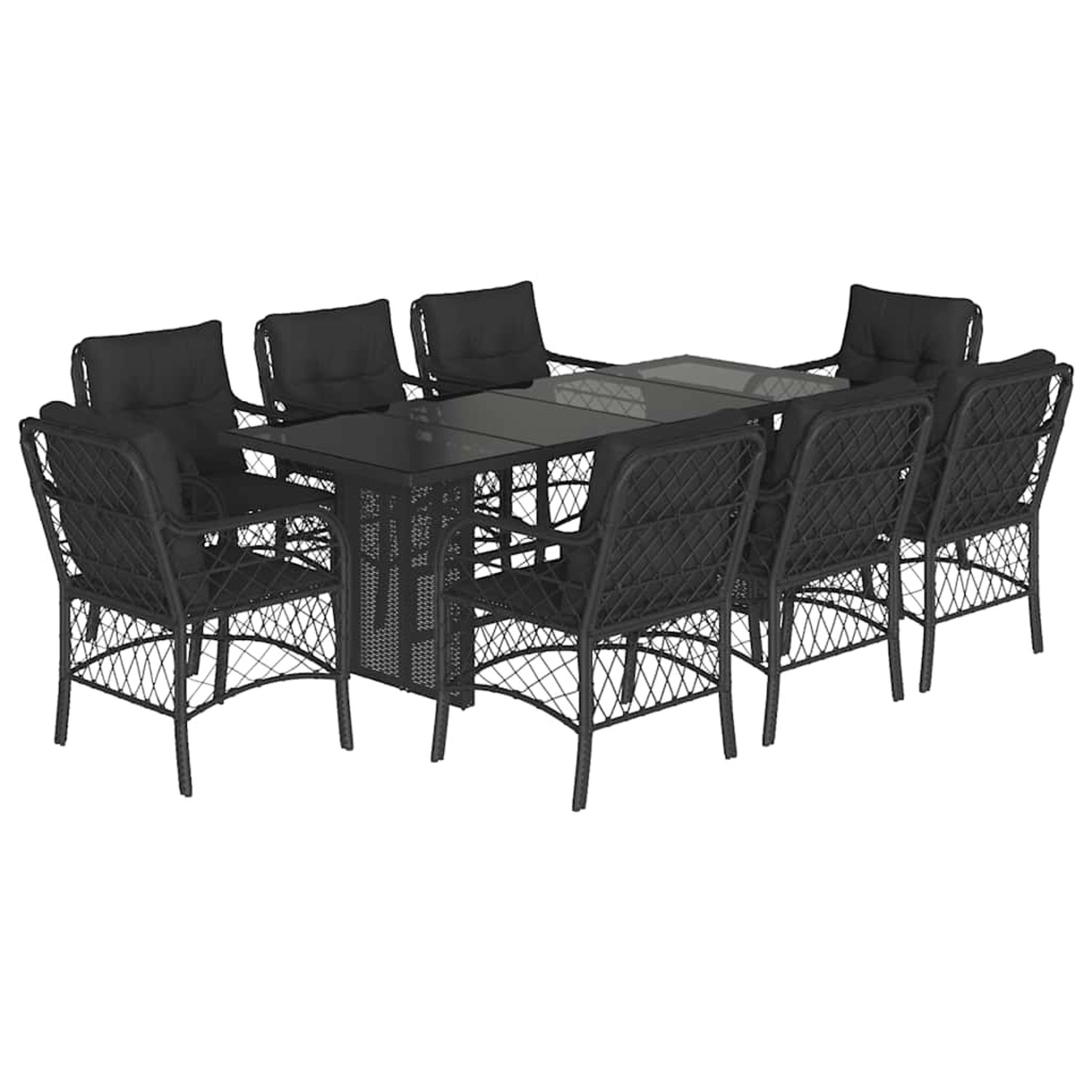 vidaXL 9-Tlg Garten-Essgruppe mit Kissen Schwarz Poly Rattan 3212057 günstig online kaufen