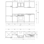 Skizze der Flex-Well Exclusiv Küchenzeile Cara 270 cm in Schilfgrün/Artisan Eiche mit Maßen.