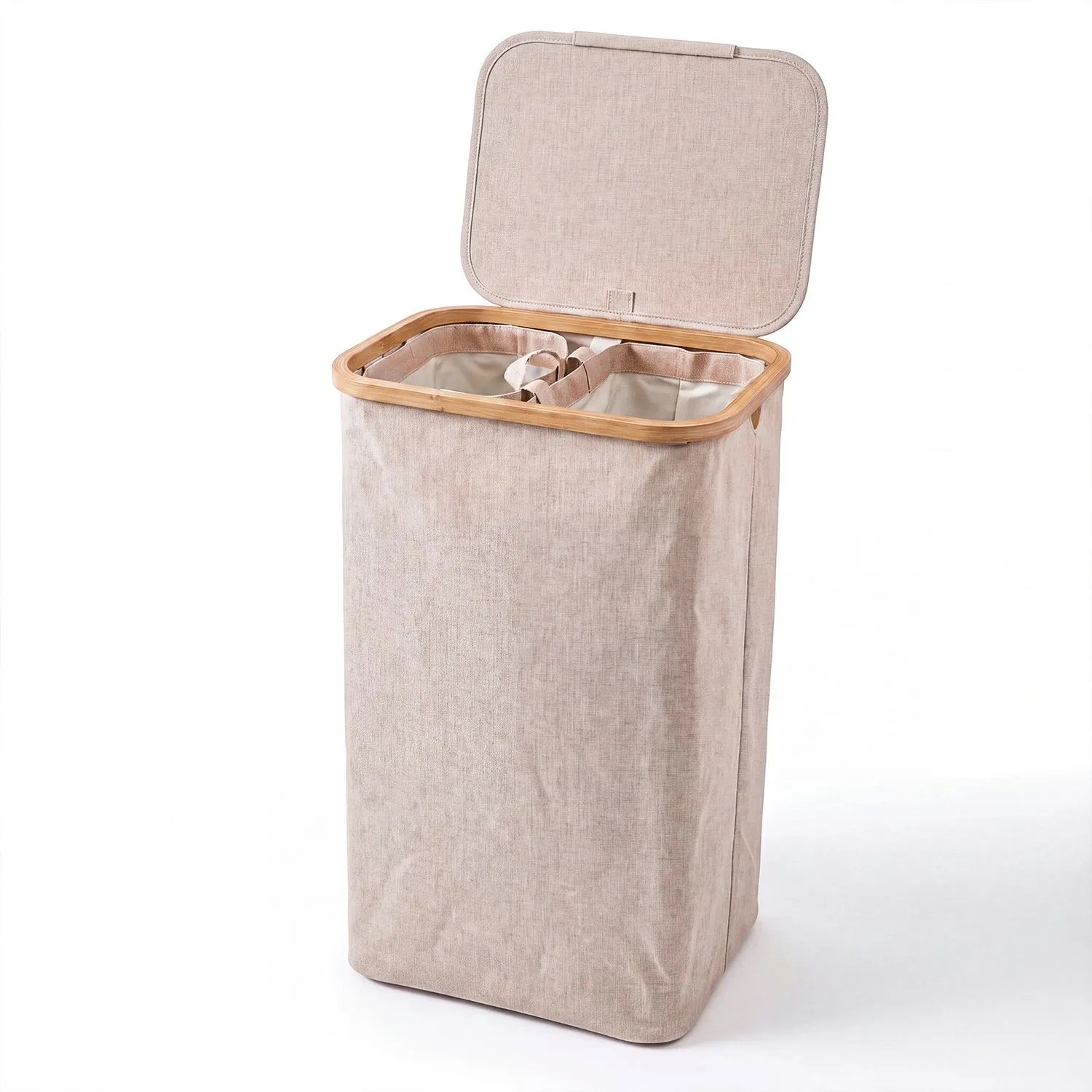 Björn&Schiller Wäschebox mit Deckel 105l Beige 2 Fächer