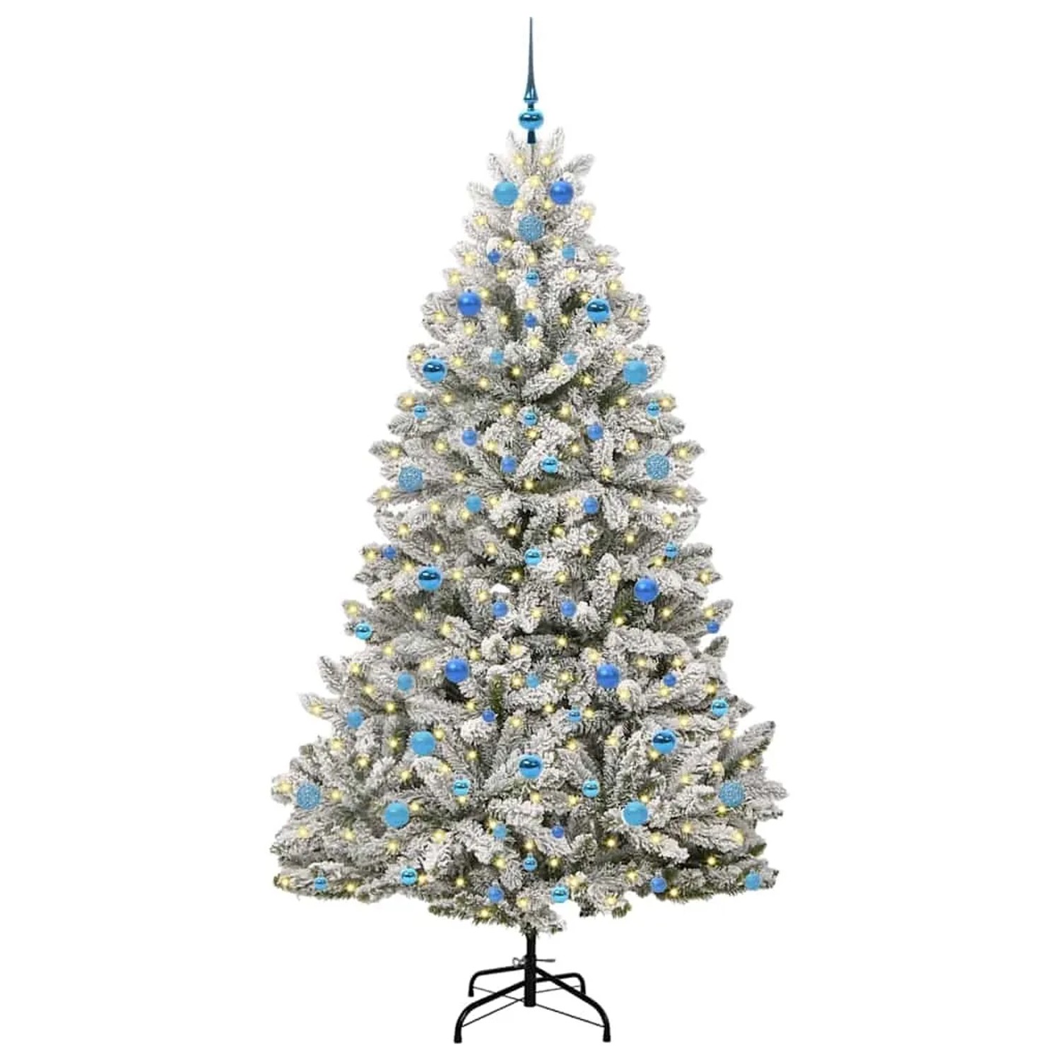 vidaXL Künstlicher Weihnachtsbaum Grün und Weiß 210 cm PVC und Metall 3395764