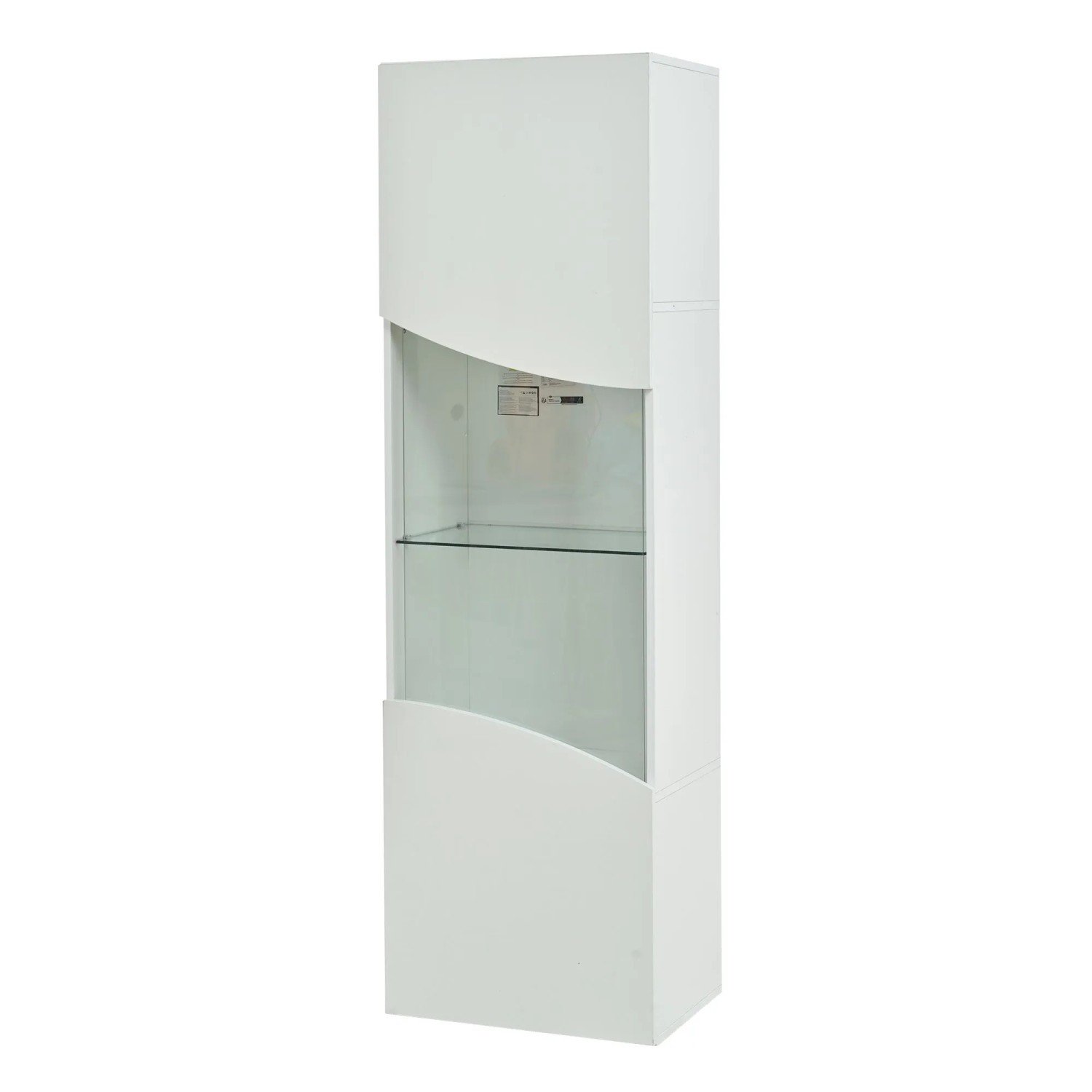Merax Vitrinenschrank 35x50x165cm LED Wellenoptik Weiß