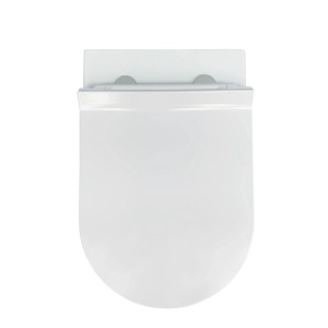 Weißes NEG Hänge-WC Uno11RK mit geschlossenem Slimline WC-Sitz, von oben. Randloses Design für Bad und Toilette.