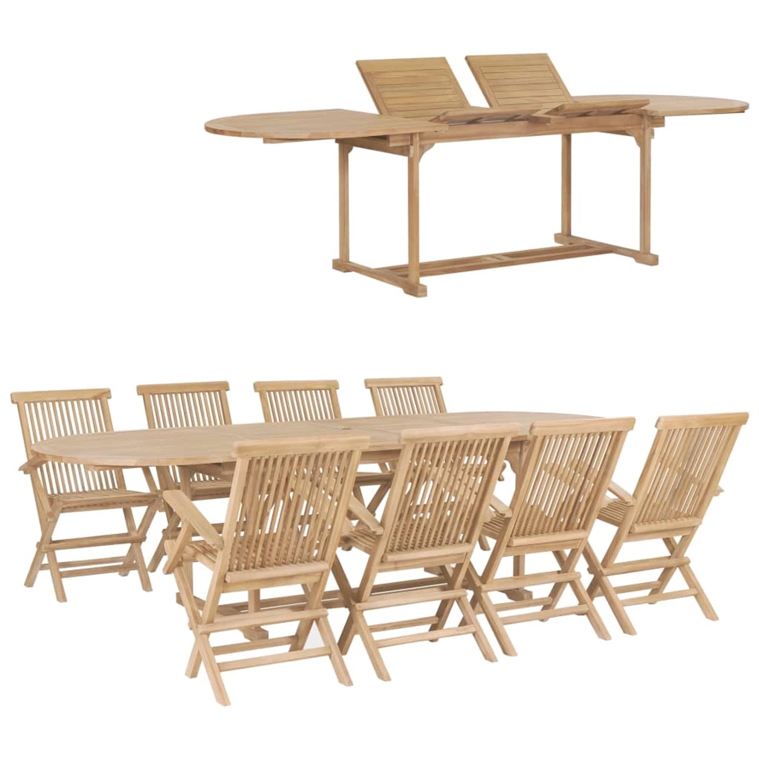 vidaXL 9-Tlg Garten-Essgruppe 180-280 x 100 x 75 cm Teak Massivholz 44681 günstig online kaufen