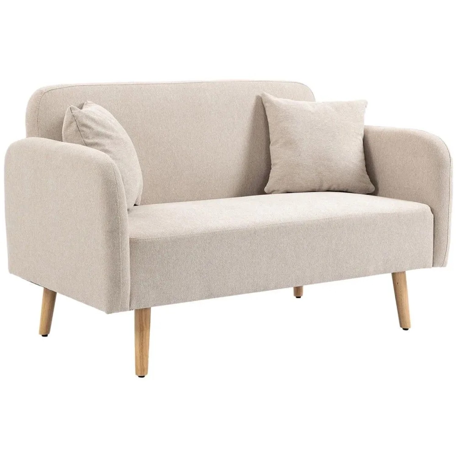 HOMCOM 2 Sitzer Sofa mit 2 Wurfkissen Samtopik Armlehne 130 x 70 x 80 cm
