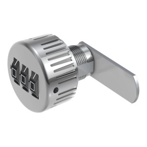 Basi Hebelschloss HS 362 mit Zahlenkombination für Spinde und Schubladen, hellverchromt.