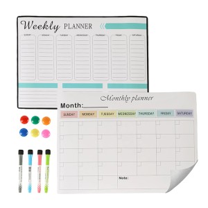 Relaxdays Whiteboard für Kühlschrank 2er Set Kunststoff Weiß Magnetisch Abwischbar 30 cm x 42 cm 0,5 kg